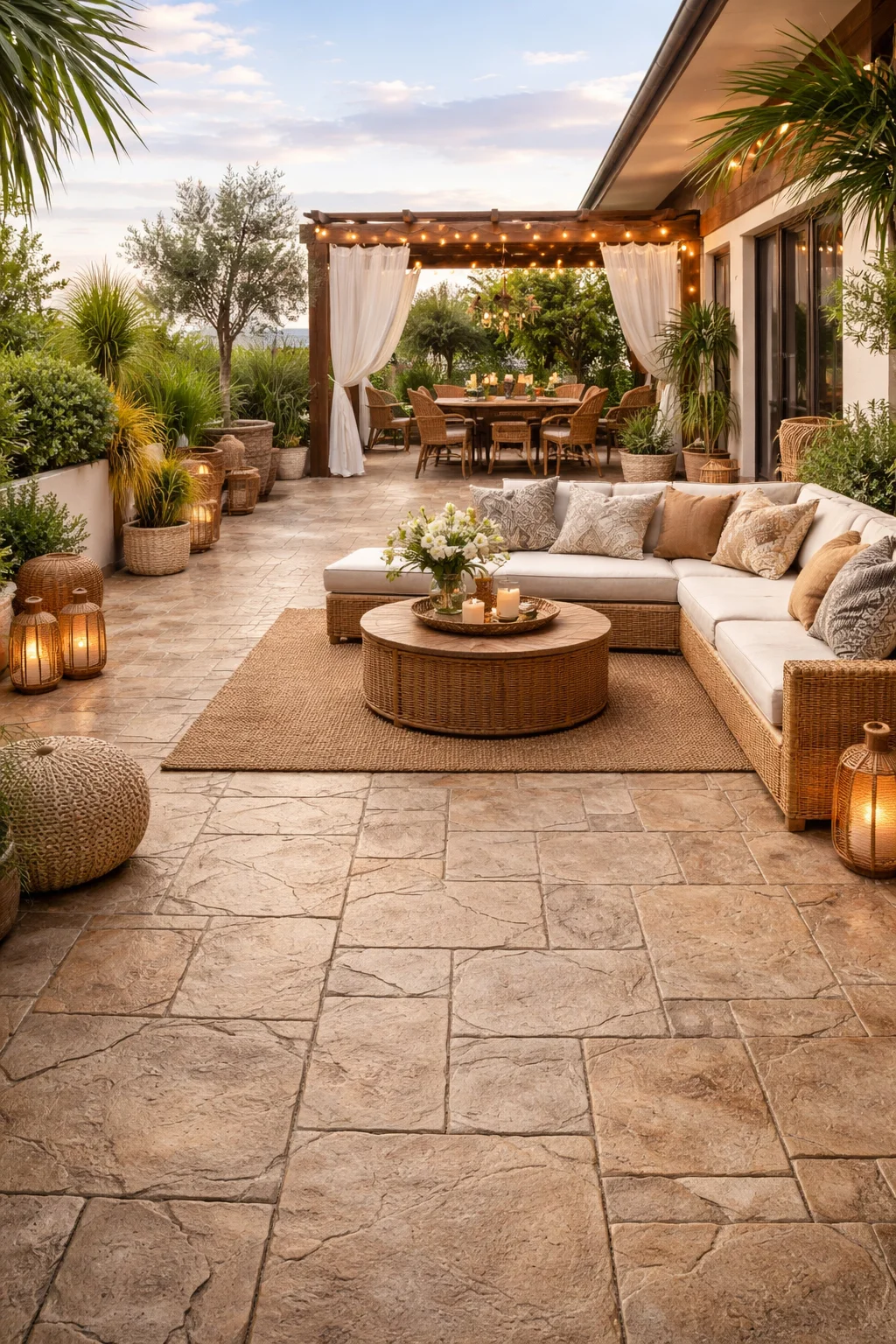 Terraza con suelo de hormigón impreso